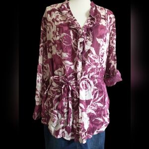 New York & Company Floral Button-Up Blouse